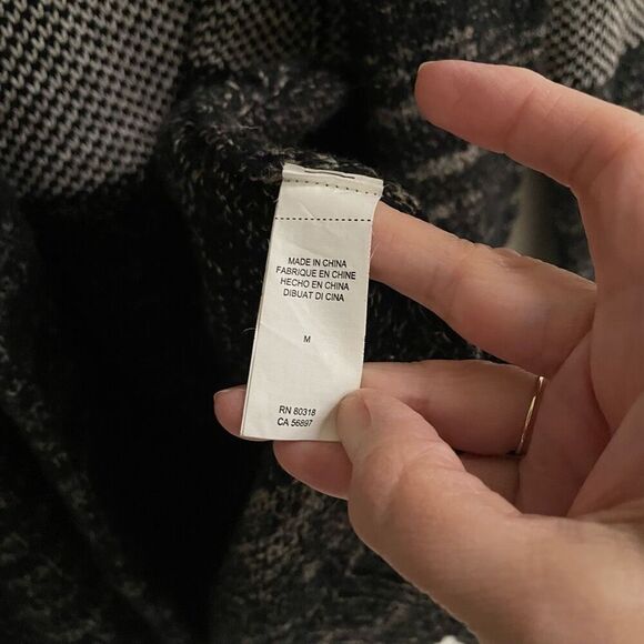 Lucky Brand Stargazer Chevron wool blend open long cardigan women’s M black gray - Picture 8 of 9